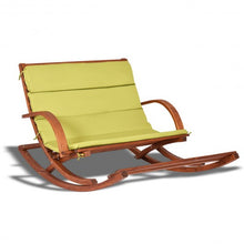 Load image into Gallery viewer, Outdoor 2 Persons Rocking Wooden Lounge Chair with Cushion