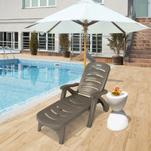 Load image into Gallery viewer, 5 Position Adjustable Folding Lounger Chaise Chair on Wheels-Brown