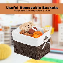 Load image into Gallery viewer, Small 2 Tier 1 Drawer Wood Nightstand with Basket-Coffee