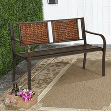 Load image into Gallery viewer, Outdoor Porch Furniture Patio Garden Bench Steel Frame Rattan