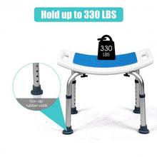 Load image into Gallery viewer, Shower Stool 6 Adjustable Height Non-Slip Padded Blue Seat