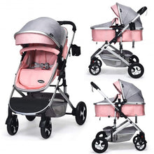 Load image into Gallery viewer, 2 in 1 High Landscape Convertible Reversible Bassinet Pram-Pink