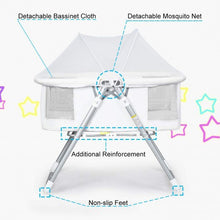 Load image into Gallery viewer, 2 in 1 Foldable Crib with Detachable & Thicken Mattress-White