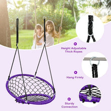 Load image into Gallery viewer, Net Hanging Swing Chair with Adjustable Hanging Ropes-Purple