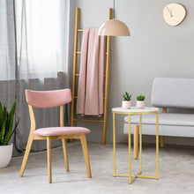 Load image into Gallery viewer, X-Shaped Marble Top Small Round Side Table End Table