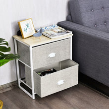 Load image into Gallery viewer, Metal Frame Nightstand Side Table Storage with 2 Drawers-Gray