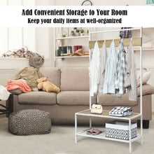 Load image into Gallery viewer, 3 in 1 Industrial Coat Rack with 2-tier Storage Bench and 5 Hooks-Natural