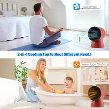 Load image into Gallery viewer, 1500 W Portable Mini Electric Desktop Fan heater-Red