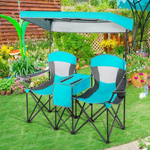 Load image into Gallery viewer, Portable Folding Camping Canopy Chairs w/ Cup Holder-Turquoise