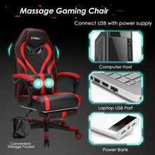 Load image into Gallery viewer, Computer Massage Gaming Recliner Chair with Footrest-Red