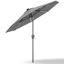 Load image into Gallery viewer, 9 Ft Patio Solar Powered Umbrella with LED Light-Gray