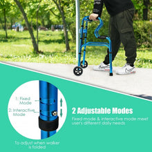 Load image into Gallery viewer, Aluminum Heavy-Duty Folding Wheeled Stand-Assist Walker-Blue