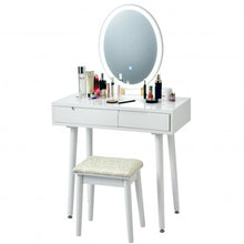 Load image into Gallery viewer, Touch Screen Vanity Makeup Table Stool Set -White