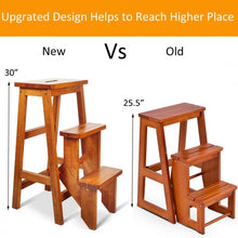 Load image into Gallery viewer, 3 Tier Step Stool 3 in 1 Folding Ladder Bench-Natural