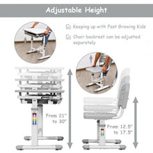 Load image into Gallery viewer, Height Adjustable Children�s Desk Chair Set -Gray