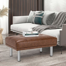 Load image into Gallery viewer, Ottoman Footrest Stool PU Leather Seat with Metal Legs-Brown
