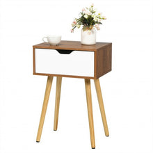 Load image into Gallery viewer, End Side Storage Drawer Nightstand with Solid Wooden Leg