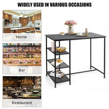 Load image into Gallery viewer, Industrial Dining Bar Pub Table with Metal Frame & Storage Shelves