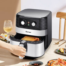 Load image into Gallery viewer, 1700W 5.3 QT Electric Hot Air Fryer w/Stainless steel & Non-Stick Fry Basket-BK