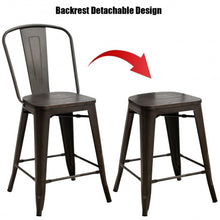 Load image into Gallery viewer, Set of 4 Rustic Metal Wood Bar Chairs with Seat-Gun