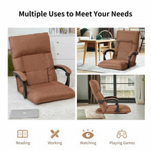 Load image into Gallery viewer, 14-Position Floor Chair Lazy Sofa with Adjustable Back Headrest Waist-Coffee