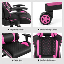 Load image into Gallery viewer, Massage Gaming Chair with Lumbar Support and Headrest-Pink