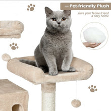 Load image into Gallery viewer, 55" Multi-Level Kitten Activity Tower with Hammock-Beige