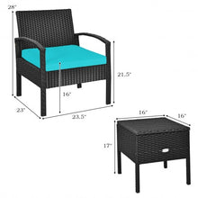 Load image into Gallery viewer, 3 Piece Patio Furniture Set PE Rattan Wicker Sofa Set with Washable Cushion-TU