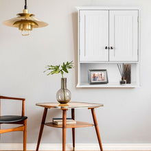 Load image into Gallery viewer, Wall Mount Bathroom Cabinet Storage Organizer with Doors and Shelves-White