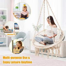 Load image into Gallery viewer, Macrame Cushioned Hanging Swing Hammock Chair-Beige