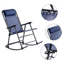 Load image into Gallery viewer, Outdoor Patio Headrest Folding Zero Gravity Rocking Chair-Blue