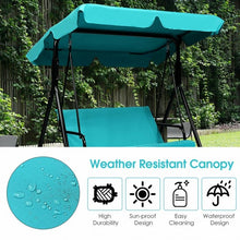 Load image into Gallery viewer, Steel Frame Outdoor Loveseat Patio Canopy Swing with Cushion-Blue