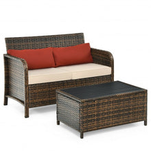 Load image into Gallery viewer, 2Pcs Cushioned Patio Rattan Furniture Set