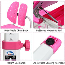 Load image into Gallery viewer, Height Adjustable Kids Desk and Chair Set-Pink