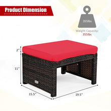 Load image into Gallery viewer, 2 Pieces Cushioned Patio Rattan Ottoman Foot Rest-Red