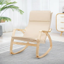 Load image into Gallery viewer, Modern Bentwood Rocking Chair Fabric Upholstered Relax Rocker Lounge Chair-Beige