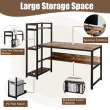 Load image into Gallery viewer, 59" Computer Desk Home Office Workstation 4-Tier Storage Shelves-Oak