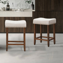 Load image into Gallery viewer, Set of 2 Nailhead Saddle Bar Stools 24" Height