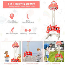 Load image into Gallery viewer, 3-in-1 Basketball Hoop for Kids Adjustable Height Playset with Balls-Red