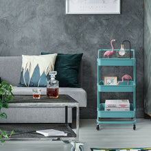 Load image into Gallery viewer, 3-Tier Utility Cart Storage Rolling Cart with Casters-Blue