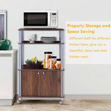 Load image into Gallery viewer, Microwave Rack Stand Rolling Storage Cart-Walnut