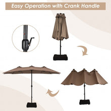 Load image into Gallery viewer, 15 Ft Solar LED Patio Double-sided Umbrella Market Umbrella with Weight Base