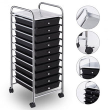 Load image into Gallery viewer, 10 Drawer Rolling Storage Cart Organizer-Black