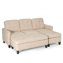 Load image into Gallery viewer, L-shaped Linen Reversible Sectional Sofa Couch with Ottoman-Beige
