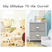 Load image into Gallery viewer, Metal Frame Nightstand Side Table Storage with 2 Drawers-Gray
