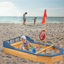 Load image into Gallery viewer, Kids Pirate Boat Wood Sandbox