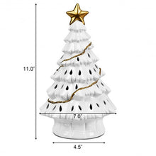 Load image into Gallery viewer, 11" Pre-Lit Ceramic Hollow Christmas Tree with LED Lights
