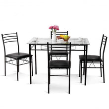 Load image into Gallery viewer, 5 Pieces Dining Set Tempered Glass Top Table & 4 Upholstered Chairs