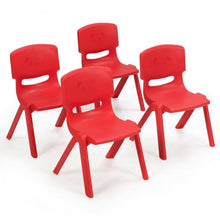Load image into Gallery viewer, 4-pack Kids Plastic Stackable Classroom Chairs-Red