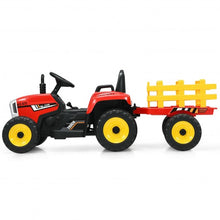 Load image into Gallery viewer, 12V Kids Ride On Tractor with Trailer Ground Loader-Red
